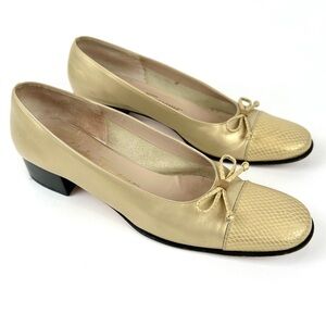 Salvatore Ferragamo Balade Platino Pale Gold Leather Heels